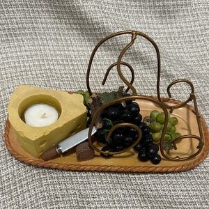 Rustic Cheese and Wine Candle Holder